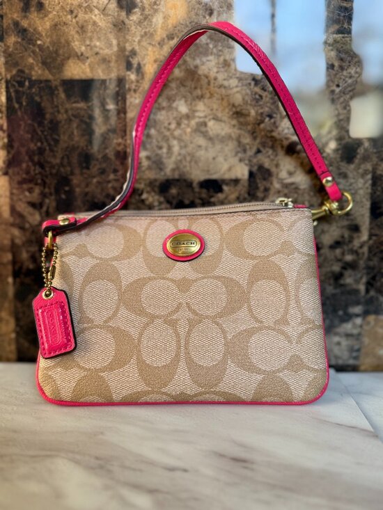 Coach Handbags - Vintage Coach Legacy (2000s) Signature Mini Wristlet - Like New